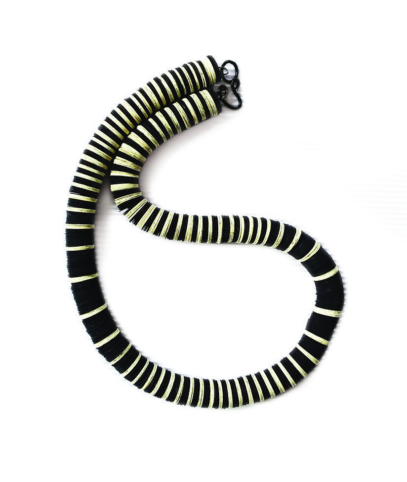 Book paper and black paper jewelry, striped design necklace