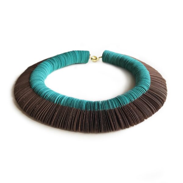 Petals choker necklace in turquoise and brown