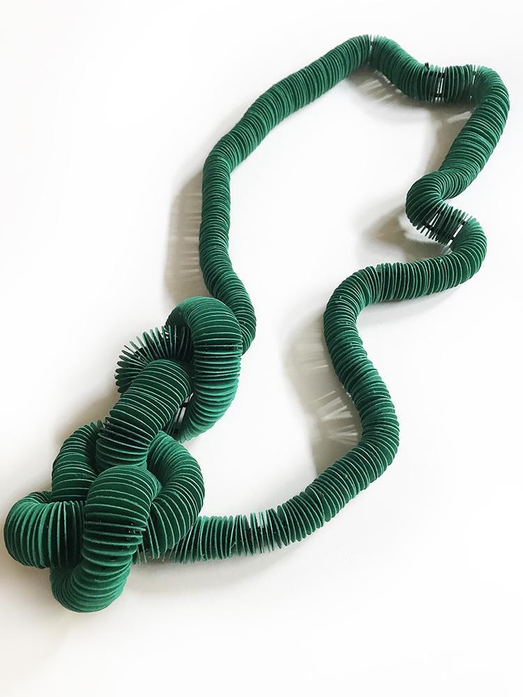 emerald green paper necklace and three knots
