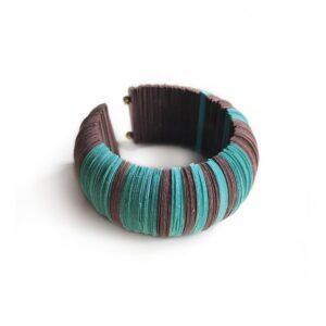 Brown and turquoise bracelet made of paper